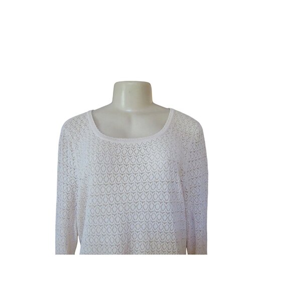 Peruvian Connection Ivory Pima Cotton Crochet Sweater Size XL - Picture 2 of 7